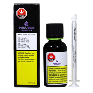 Pura Vida: Night Fall Indica Honey Oil Drops 30mg/ml (30mL)