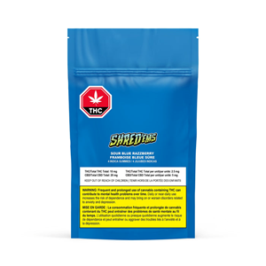SHRED'EMS: Sour Blue Razzberry 2:1 CBD/THC  Gummies (4 pcs)