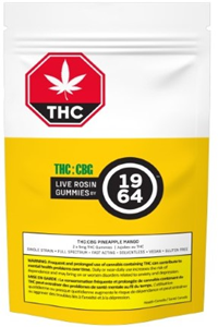 1964: Pineapple Mango 1:1 CBG/THC  Live Rosin Gummies (2 pcs)